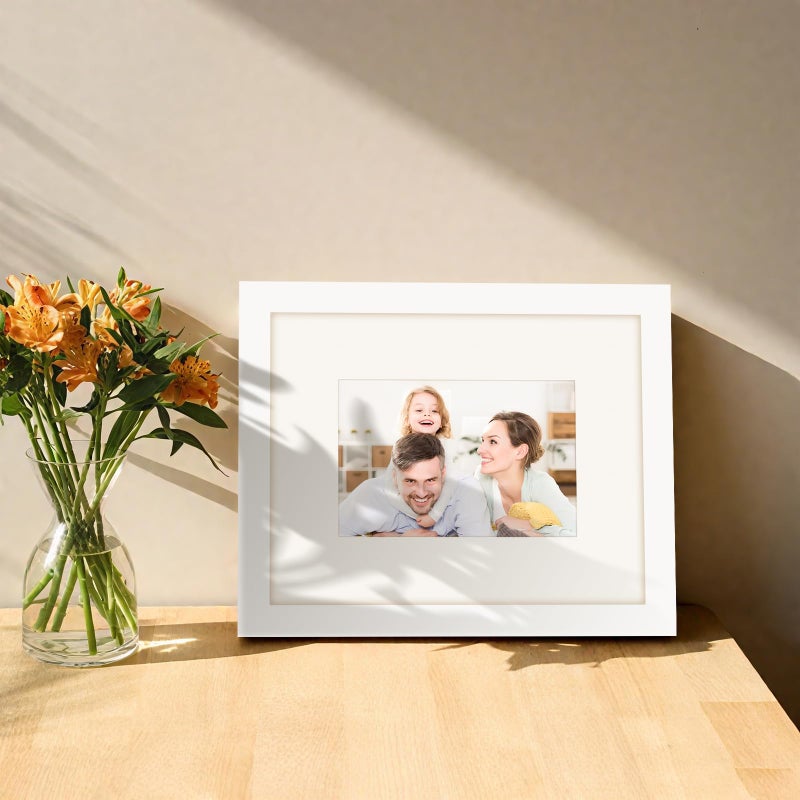 WUTL Picture Frames 8x10 2 Pack Made of Solid Wood White for Wall Mounting and Tabletop Display - Image 4
